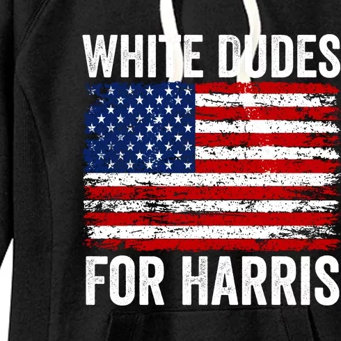 White Dudes For Harris 2024 Women's Fleece Hoodie