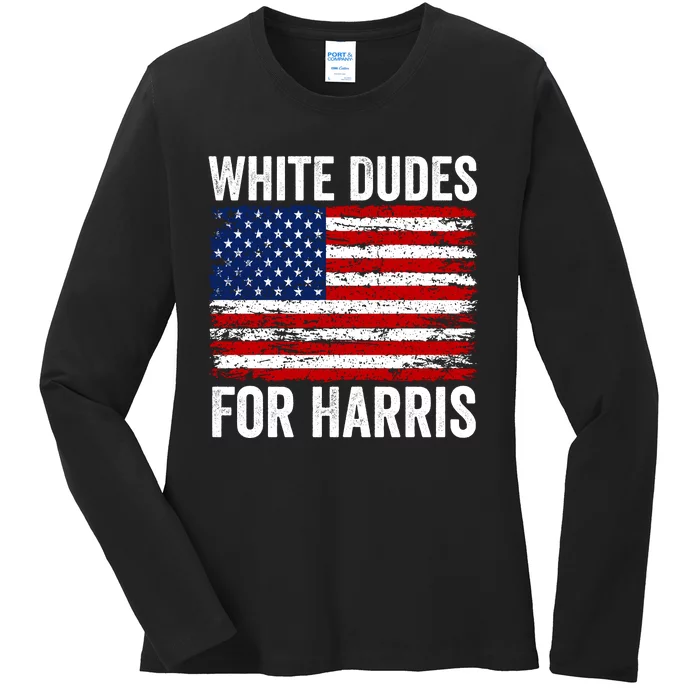 White Dudes For Harris 2024 Ladies Long Sleeve Shirt