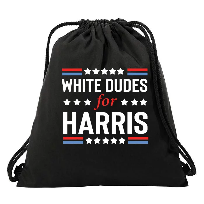 White Dudes For Kamala Harris Drawstring Bag