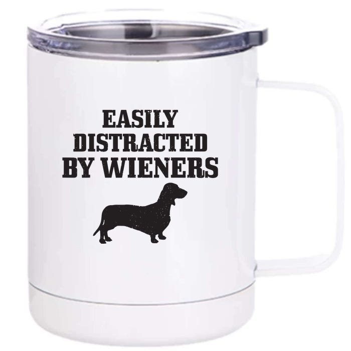 Wiener Dog Funny Weiner Doxie Dachshund Mom Dad Gift Front & Back 12oz Stainless Steel Tumbler Cup