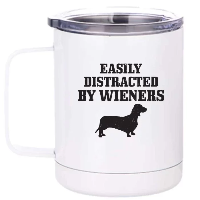 Wiener Dog Funny Weiner Doxie Dachshund Mom Dad Gift Front & Back 12oz Stainless Steel Tumbler Cup