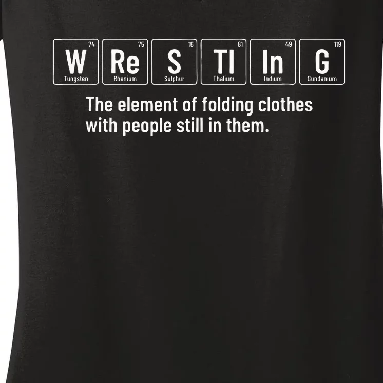 Wrestling Definition Funny Wrestler Periodic Elements Women's V-Neck T-Shirt