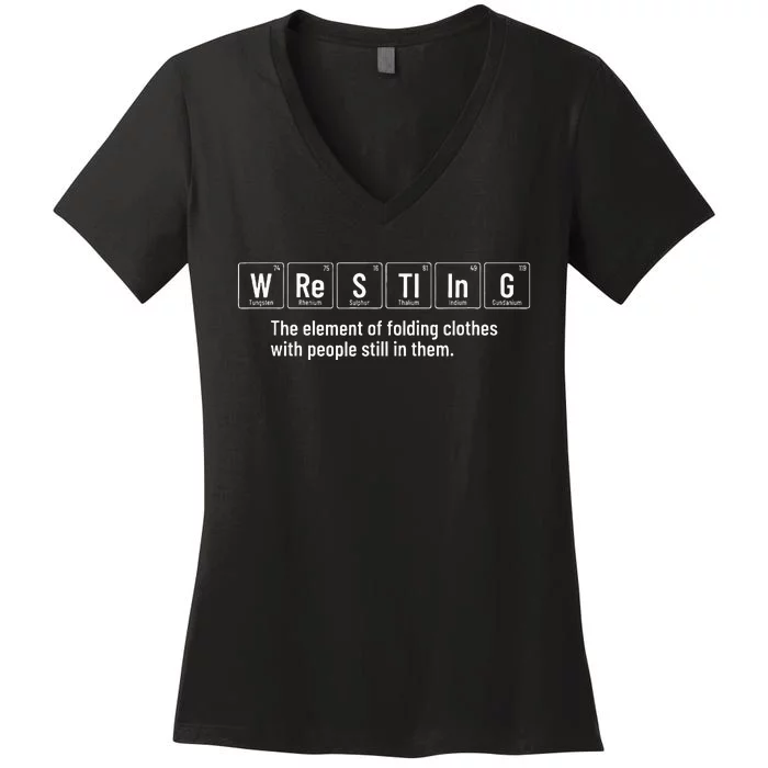 Wrestling Definition Funny Wrestler Periodic Elements Women's V-Neck T-Shirt