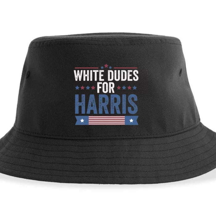 White Dudes For Harris Support President Kamala Sustainable Bucket Hat