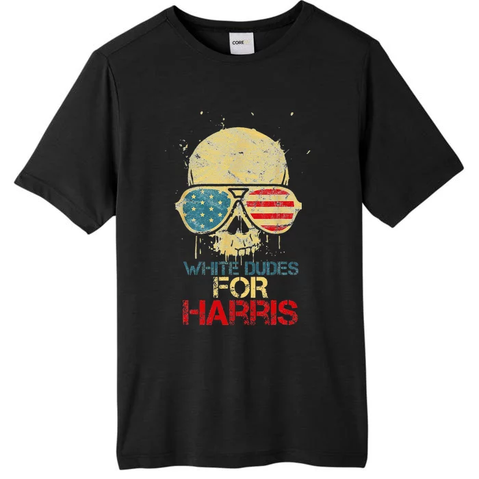 White Dudes For Harris 2024 American Flag Sunglasses Skull ChromaSoft Performance T-Shirt