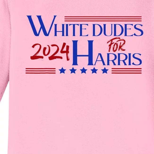 White Dudes For Kamala Harris 2024 Baby Long Sleeve Bodysuit