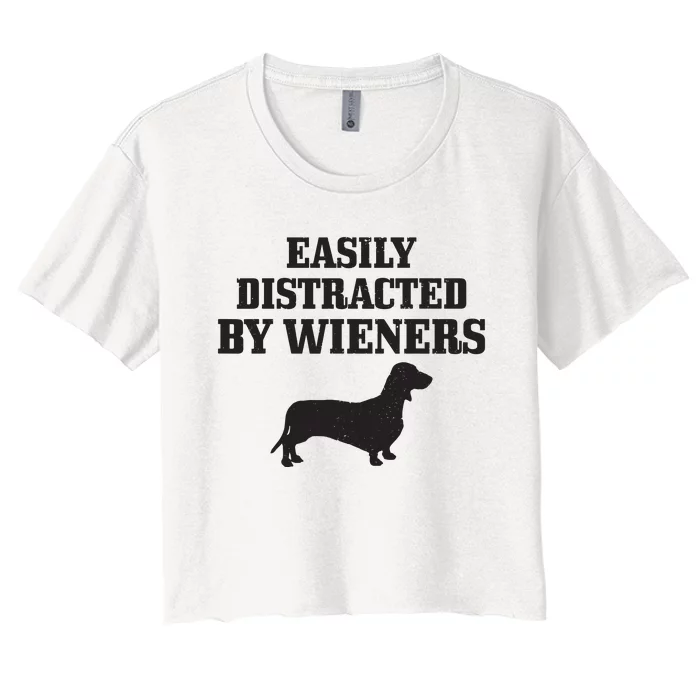 Wiener Dog Funny Weiner Doxie Dachshund Mom Dad Gift Women's Crop Top Tee