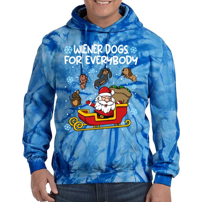 Wiener Dogs For Everybody Santa Funny Christmas Dachshund Meaningful Gift Tie Dye Hoodie