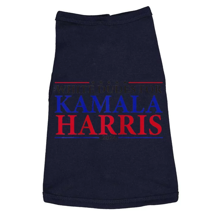 White Dudes For Harris 2024 Kamala Harris Funny Presidential Raglan Doggie Tank