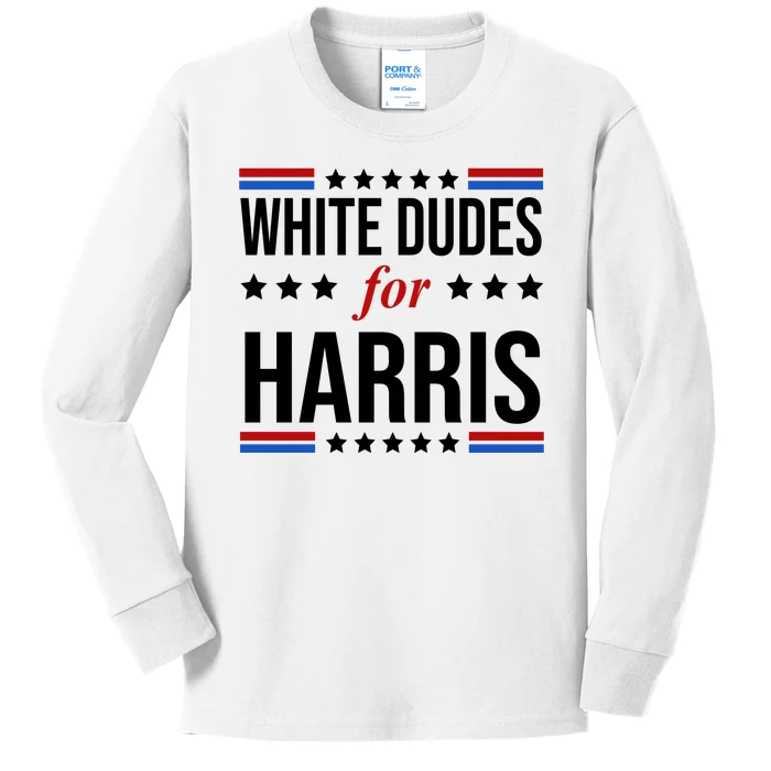 White Dudes For Kamala Harris Election Kids Long Sleeve Shirt