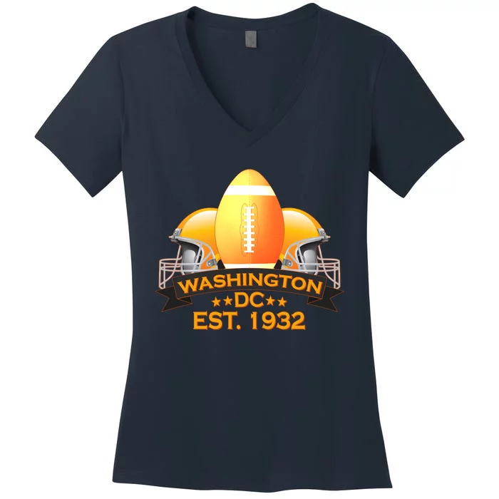 Washington DC Football EST 1932 Women's V-Neck T-Shirt