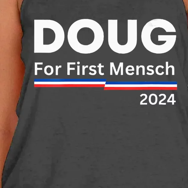 Wos Doug For First Mensch Yiddish Pun Kamala Harris Hebrew Women's Knotted Racerback Tank