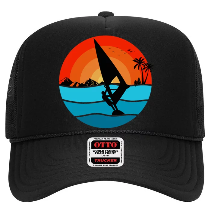 Windsurfing Designs For Windsurfer High Crown Mesh Trucker Hat