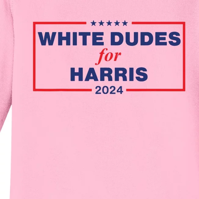 White Dudes For Harris2024 Baby Long Sleeve Bodysuit