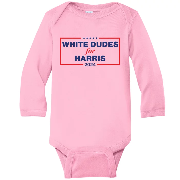 White Dudes For Harris2024 Baby Long Sleeve Bodysuit