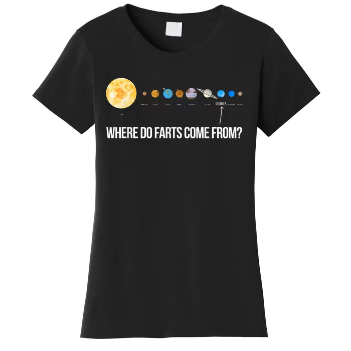 Where Do Farts Come From Uranus Funny Universe Women's T-Shirt