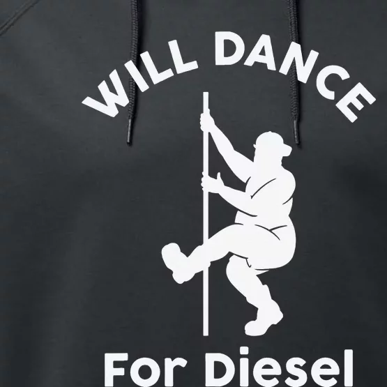 Will Dance For Diesel Pole Dancer Funny Inflation Joke Performance Fleece Hoodie