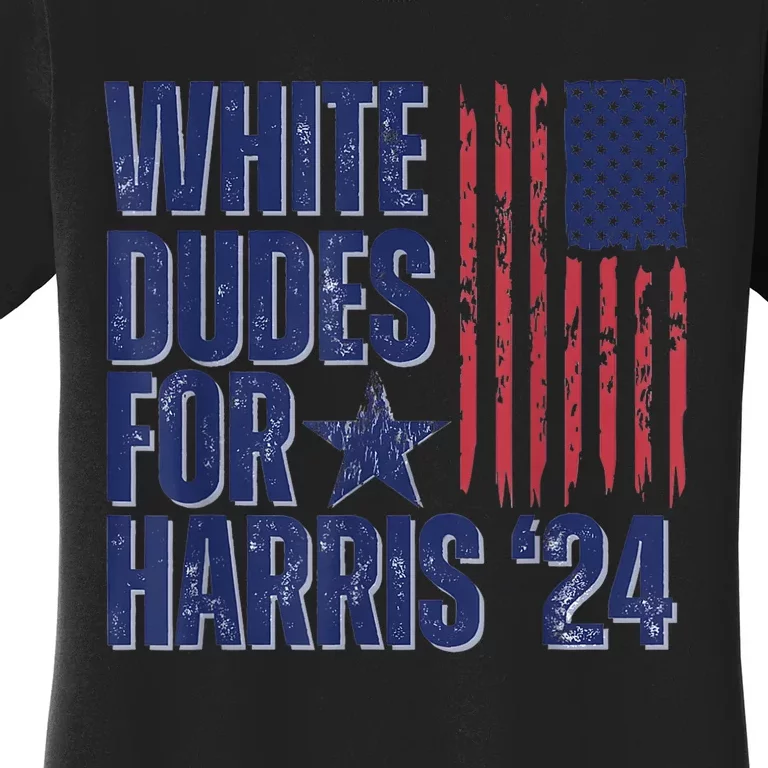 White Dudes For Kamala 2024 Usa President Voting Kamalaharris Women's T-Shirt