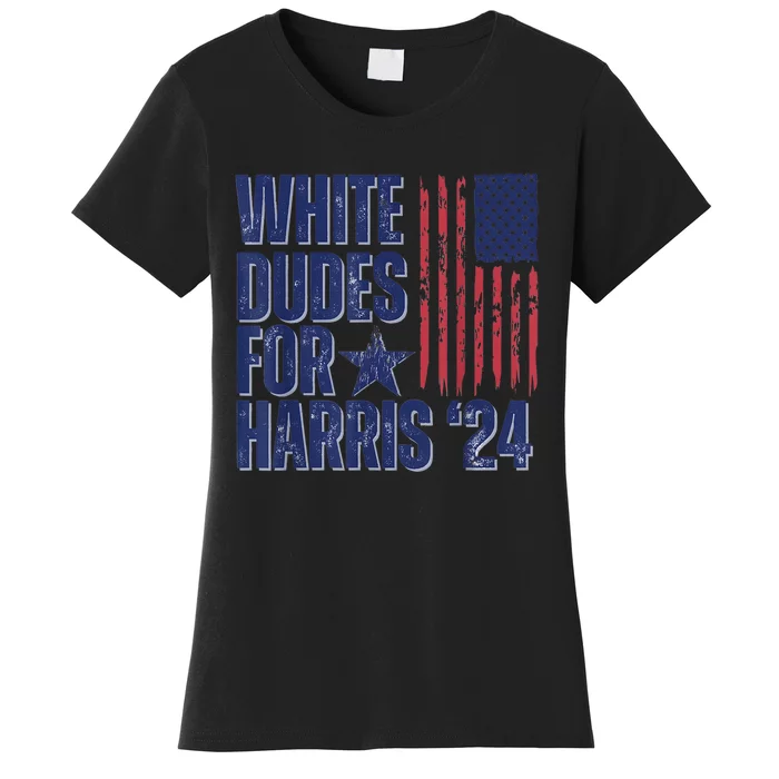 White Dudes For Kamala 2024 Usa President Voting Kamalaharris Women's T-Shirt