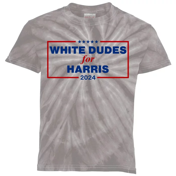 White Dudes For Harris 2024 Kids Tie-Dye T-Shirt