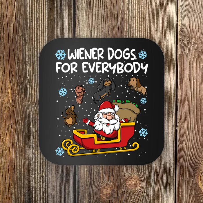 Wiener Dogs For Everybody Santa Funny Christmas Dachshund Coaster