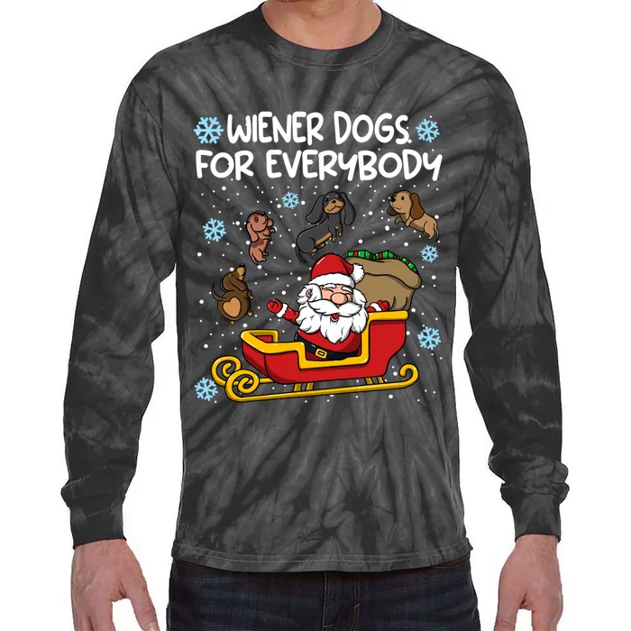 Wiener Dogs For Everybody Santa Funny Christmas Dachshund Tie-Dye Long Sleeve Shirt