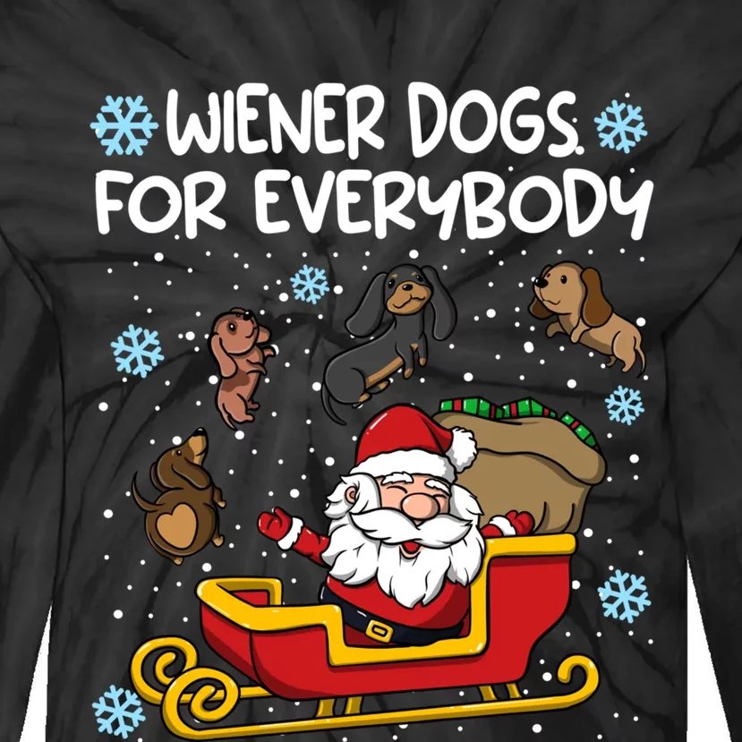 Wiener Dogs For Everybody Santa Funny Christmas Dachshund Tie-Dye Long Sleeve Shirt