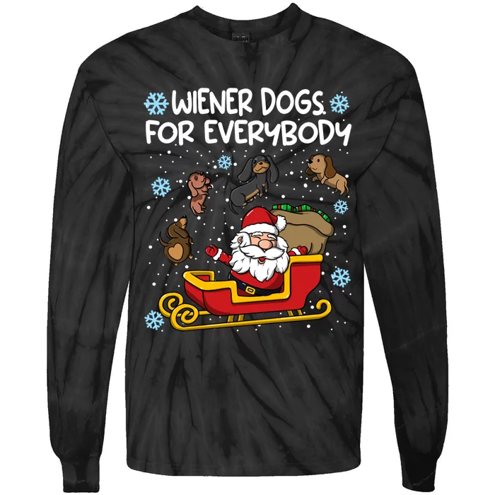 Wiener Dogs For Everybody Santa Funny Christmas Dachshund Tie-Dye Long Sleeve Shirt