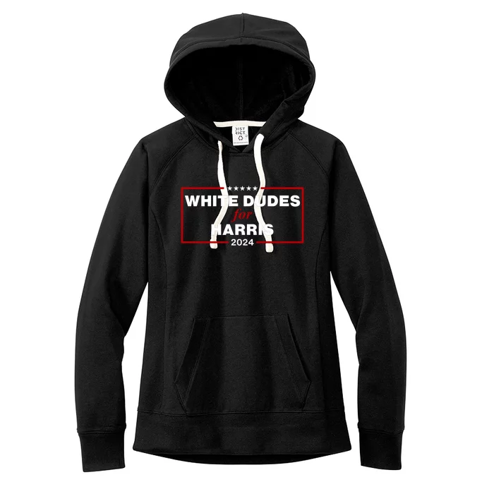 White Dudes For Harris 2024 Women's Fleece Hoodie