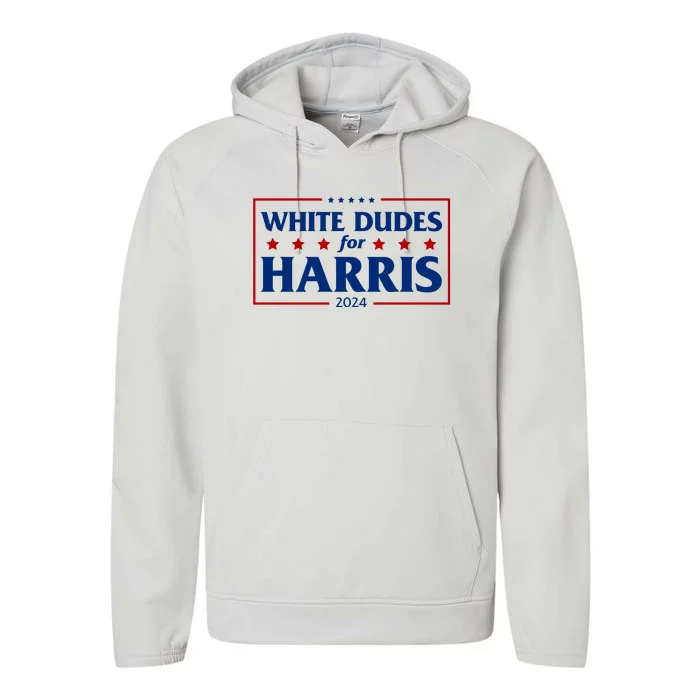 White Dudes For Harris 2024 Performance Fleece Hoodie