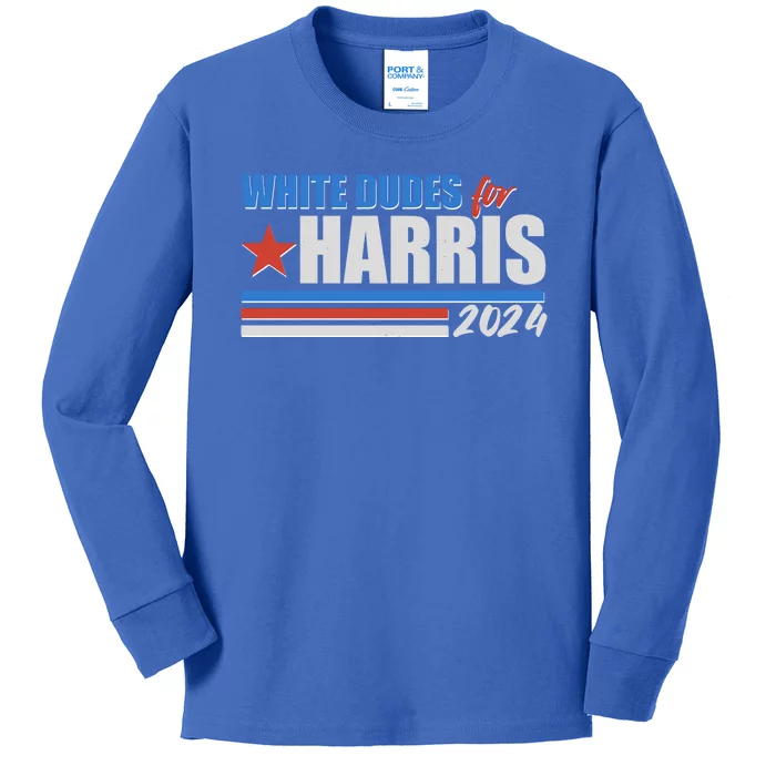 White Dudes For Kamala Harris 2024 Kids Long Sleeve Shirt