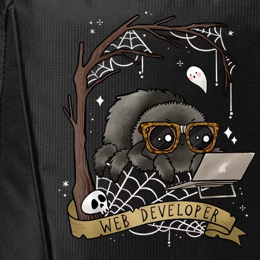 Web Developer Funny Spooky Cute Spider Halloween Computer City Backpack