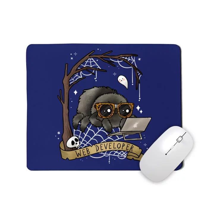 Web Developer Funny Spooky Cute Spider Halloween Computer Mousepad