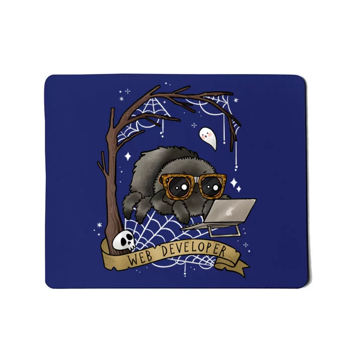 Web Developer Funny Spooky Cute Spider Halloween Computer Mousepad