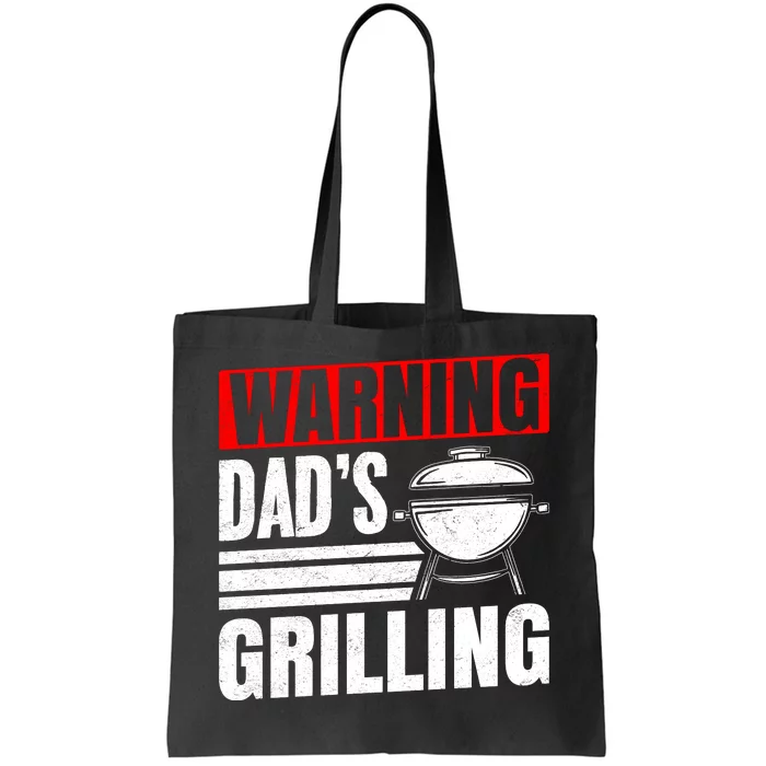 Warning DadS Grilling FatherS Day Graphic Tote Bag