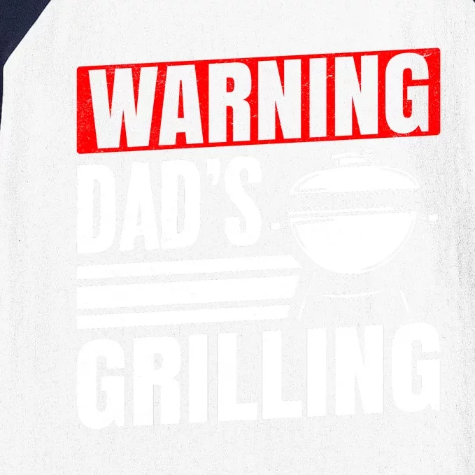 Warning DadS Grilling FatherS Day Graphic Baseball Sleeve Shirt