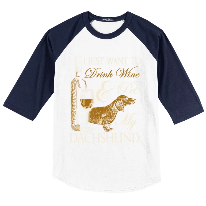 Wine Dachshund Great Gift Baseball Sleeve Shirt