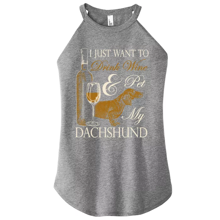 Wine Dachshund Great Gift Women’s Perfect Tri Rocker Tank