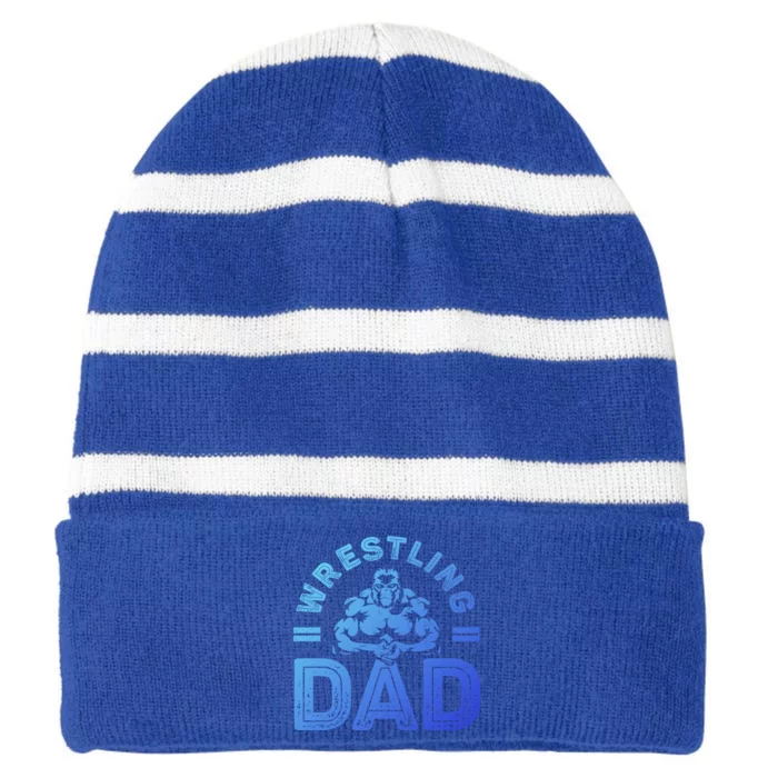 Wrestling Dad Gift Wrestle Lover Daddy Wrestler Gift Striped Beanie with Solid Band