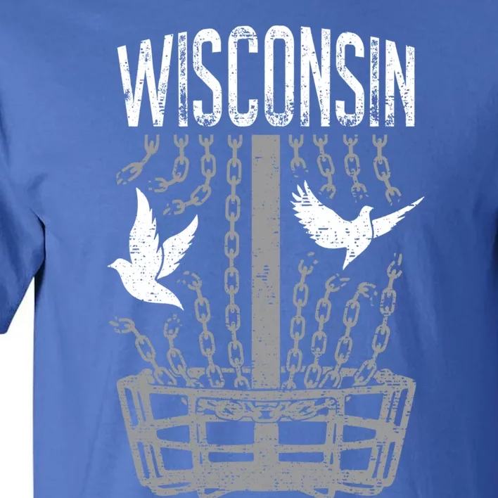 Wisconsin Disc Golf Player Breaking Chains Birdie Gift Tall T-Shirt