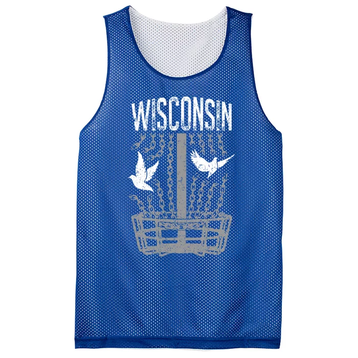 Wisconsin Disc Golf Player Breaking Chains Birdie Gift Mesh Reversible Basketball Jersey Tank