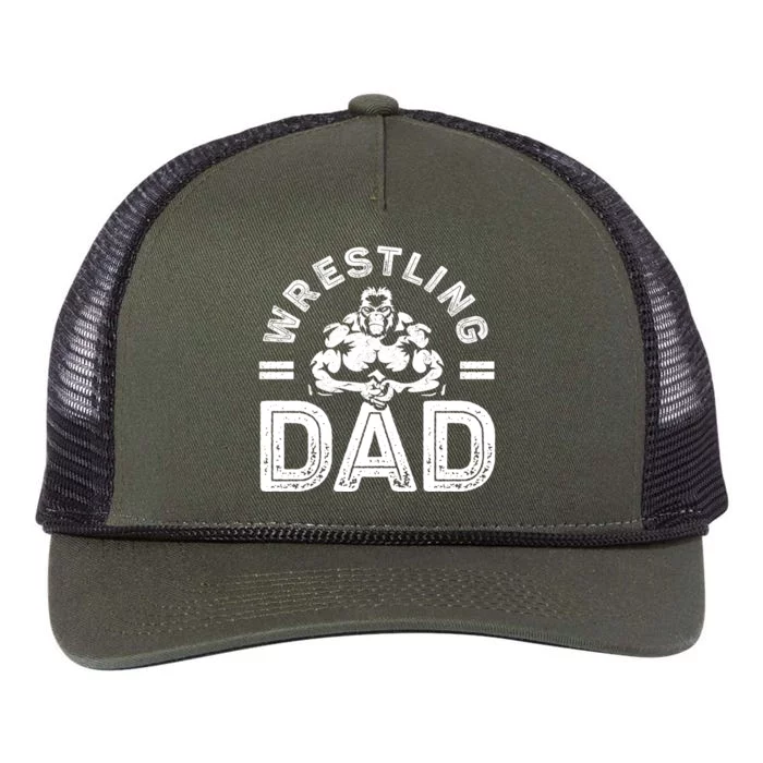 Wrestling Dad Gift Wrestle Lover Daddy Wrestler Gift Retro Rope Trucker Hat Cap