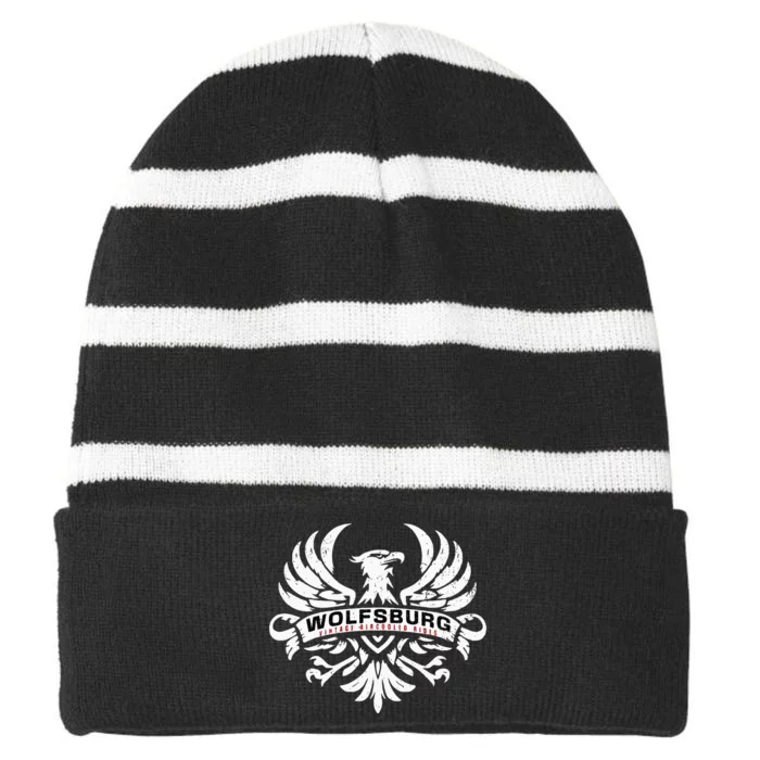 Wolfsburg Deutschland Germany Vintage AirCooled Rides Eagle Striped Beanie with Solid Band