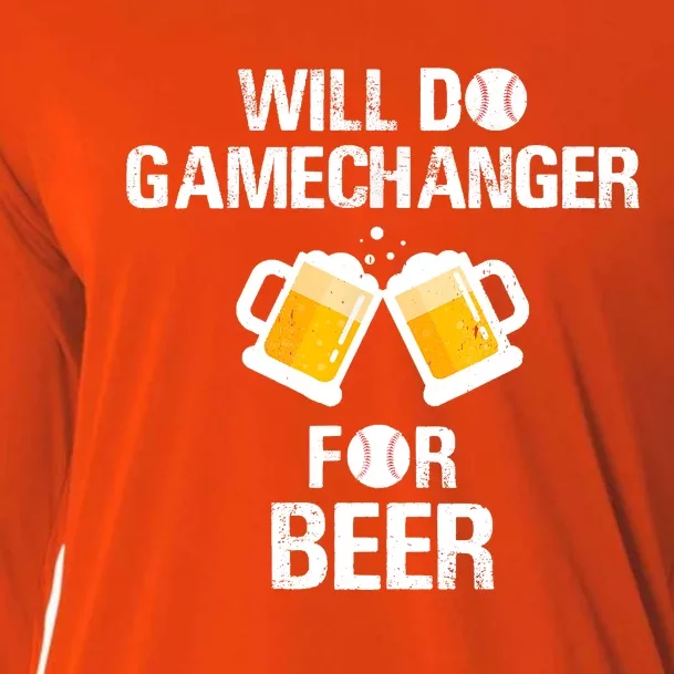 Will Do Gamechanger For Beer Funny Baseball Cooling Performance Long Sleeve Crew