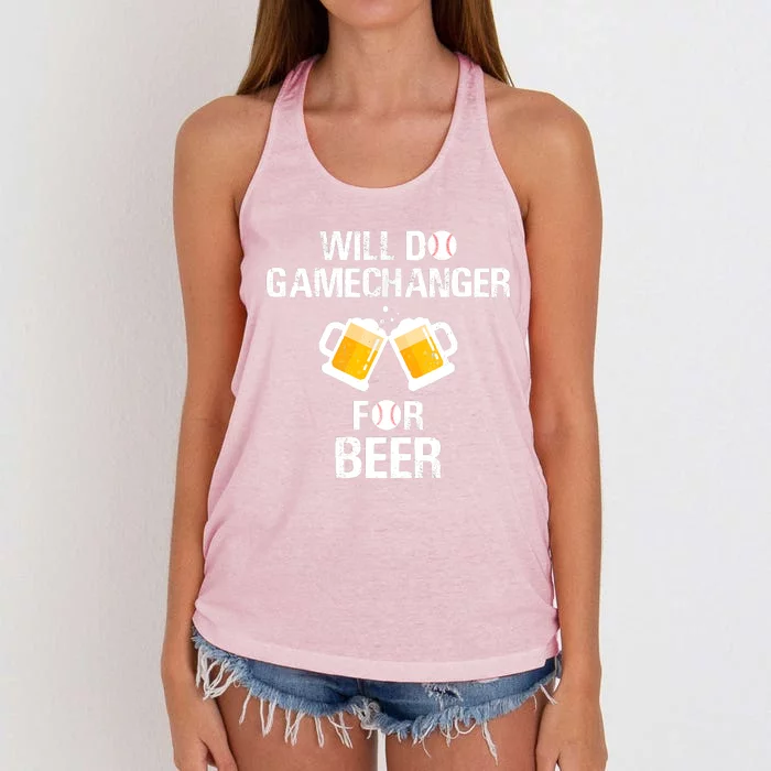 Will Do Gamechanger For Beer Funny Baseball Women's Knotted Racerback Tank