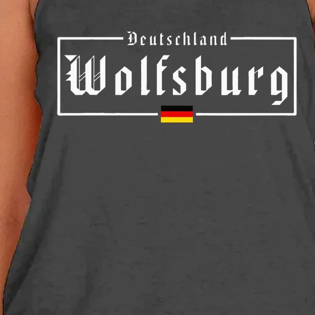 Wolfsburg Deutschland Germany German Flag Women's Knotted Racerback Tank