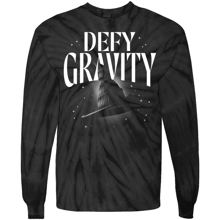 Wicked Defy Gravity Distressed Hat Poster Tie-Dye Long Sleeve Shirt