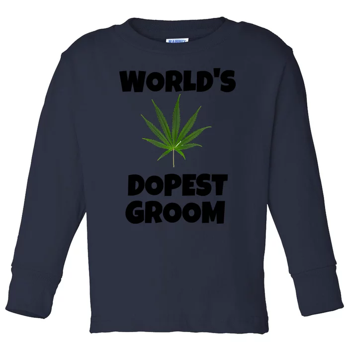 Worlds Dopest Groom Funny Weed Bachelor Party 420 Cannabis Toddler Long Sleeve Shirt