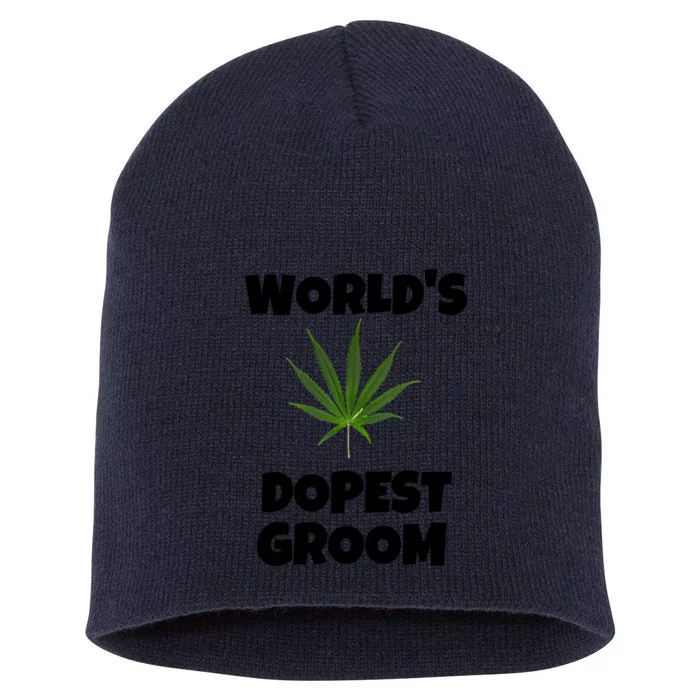 Worlds Dopest Groom Funny Weed Bachelor Party 420 Cannabis Short Acrylic Beanie