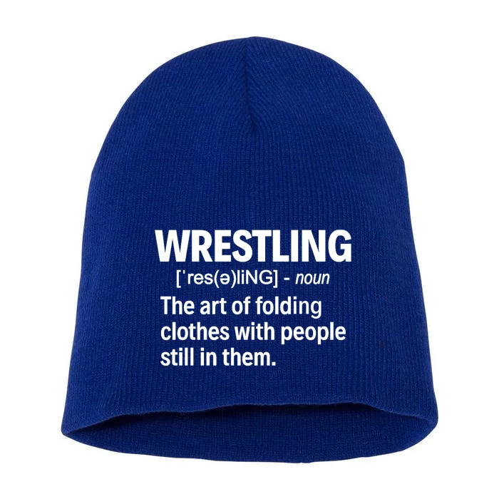 Wrestling Definition Great Gift Short Acrylic Beanie